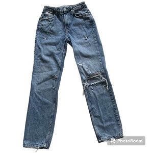 We The Free TWENTY-FOUR Denim Blue Jeans, Distressed Ripped Sz 24
